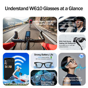 Lunettes intelligentes Hot W610 avec caméra vidéo 8MP 4K, lunettes de soleil Wi-Fi, enregistrement audio, traduction simultanée par IA, double microphone, réduction du bruit - Product Image 6