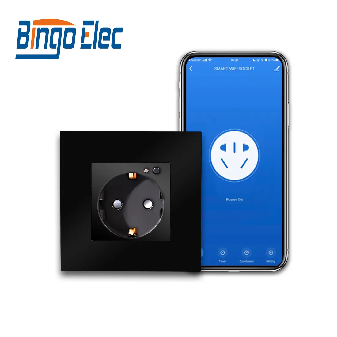 Bingoelec Tuya controllo vocale elettrico 16A germania interruttori a spina di alimentazione a parete e presa intelligente Wifi
