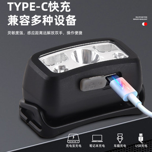 Smart <b>Sensor</b> Headlamp Led Rechargeable High Brightness <b>Motion</b> Detection For Night Fishing Running Outdoor Use - Product Image 2