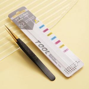 Pinzas para Pestañas Pinky Leem de Marca Privada, Color Dorado y Negro, Pinzas de Acero Inoxidable de Marca Privada, Pinzas con Punta de Fibra - Product Image 5