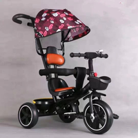 Pédales d'assistance pour tricycles enfants 3-6 ans avec pare-soleil et poignée de poussée 3-en-1