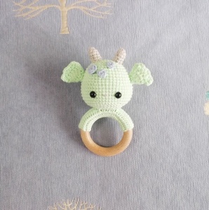 Juguete de Peluche Hecho a Mano al por Mayor, Sonajero de Animales de Amigurumi de <span class=keywords><strong>Madera</strong></span> y Algodón Orgánico, Mordedores de Ganchillo para la Dentición - Product Image 3