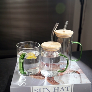 Custom Logo High Borosilicate <b>Glass</b> Mug 12oz, Camping-Friendly Durable <b>Coffee</b> <b>Cup</b> - Product Image 3