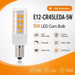 <b>E12</b> LED Corn <b>Bulb</b> 5W 400-450LM AC 120V Sanan Chip 120lm/W CE RoHS 25000H 2-Year Warranty Chandelier Candle Lamp - Product Image 6