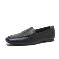 Nouveaux Mocassins Femme 2026 en Cuir Véritable à Bout Carré, Style Britannique, Plats, Faciles à Enfiler, Polyvalents, Semelle Simple en Caoutchouc Résistant à l'Usure