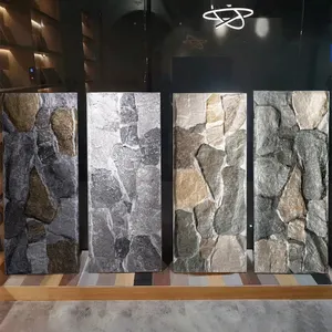 Chinese Supplier 300x600 Matte Ceramic External Porcelain Stone Look Cultural Stone Rustic 3d Concave Convex Villa Wall Tiles