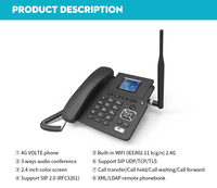 Téléphone IP de bureau double bande WiFi 4G SIM avec récepteur de messagerie vocale Transfert d'appel Accessoires complets pour appartement maison POE Réseau GSM