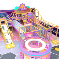 Aoleao Parque Infantil Interior Personalizado con Diseño de Galaxia Neón, Piscina de Pelotas, Tobogán y Zona de Escalada para Niños, Juego Suave con Certificación CE TUV