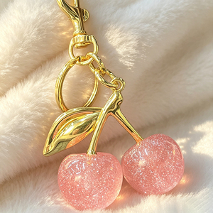Popular Shiny Red Cherry Crystal Bag <b>Charm</b> Glitter <b>Keyring</b> Premium Metal Lobster Buckle Luxury Keychain - Product Image 3