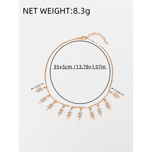 Collier pendentif éclair en alliage de zinc avec zircone cubique sertie pavé, bijoux de fête unisexe - Product Image 6