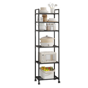Vente en gros, nouveauté, étagère de rangement au sol pour cuisine combinant des étagères de rangement empilables en plastique et métal, support de chariot mobile