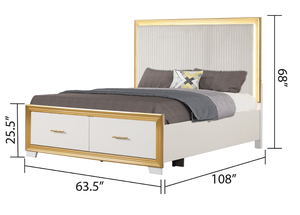 Contemporary Style 5PC Queen Bedroom Set with Adjustable <b>Convertible</b> <b>Bed</b> Wood & Gold Finish - Product Image 4