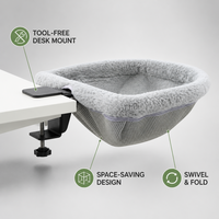 Hamac pour chat à fixer sur le bureau, pivotant, rotatif, gain de place, maille respirante, lavable en machine, fausse fourrure, lit pour chat pour le bureau et la maison