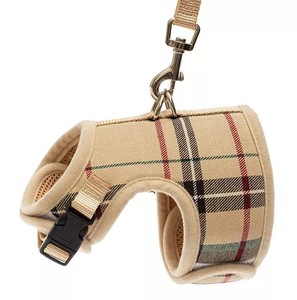 Venta directa de fábrica Suministros para mascotas Arnés y correa para gatos de entrenamiento al aire libre a cuadros suaves y transpirables - Product Image 4