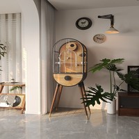 Cage à oiseaux Guanghe de haute qualité, DIY, luxe, grande taille, intérieur en acier inoxydable, bois massif, ronde, écologique, durable, pour perroquets