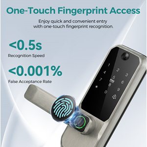 Serrure de porte intelligente SJJ WiFi Direct avec caméra de judas, application Tuya, empreinte digitale, clavier, <span class=keywords><strong>carte</strong></span> IC, interphone vidéo, déverrouillage à distance, pour porte en bois, Cloud - Product Image 4