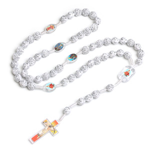 <span class=keywords><strong>Rosario</strong></span> Cattolico con Ciondolo <span class=keywords><strong>a</strong></span> Croce di Gesù e Grani <span class=keywords><strong>a</strong></span> Forma di Rosa Placcati <span class=keywords><strong>in</strong></span> <span class=keywords><strong>Argento</strong></span> Bianco, <span class=keywords><strong>Collana</strong></span> con Crocifisso, Gioielli Religiosi, Idea Regalo per la Chiesa, Vendita all'Ingrosso - Product Image 2