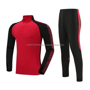 Conjunto de Chándal de Fútbol con Cremallera Media para Adultos y Adolescentes, Mismo Estilo, Manga Larga, Forro Polar Estampado, Transpirable, de Secado Rápido, Personalizable - Product Image 1