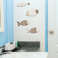 Thème côtier 4 pièces poisson en bois décorations murales rétro lac maison océan salle de bain chambre Accents plage voile poisson Sculptures
