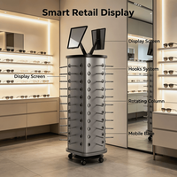 Support rotatif en métal pour lunettes avec miroir |   Présentoir cylindrique pour lunettes de soleil pour magasin d'optique et commerce de détail