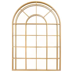 American style metal frame parede espelho dourado janela forma espelho para sala quarto corredor decoração
