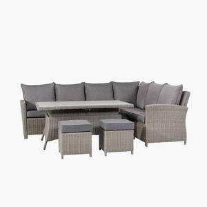 أثاث فناء من الخيزران الهندي أريكة فناء خلفي مع أريكة جلوس خارجية على شكل حرف L أريكة زاوية للحديقة مع مسند للقدم - Product Image 4