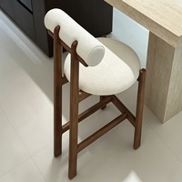Tabouret de bar en bois de frêne de style français du milieu du siècle, chaise haute en bois massif pour table d'îlot domestique, salle à manger, non pliable, sans accoudoirs
