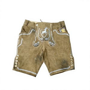 Shorts en cuir suédé de vachette de qualité supérieure pour hommes, style bavarois alpin, brodés, design classique, pour festival - Product Image 1