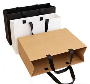 Sacs en papier de luxe réutilisables avec logo personnalisé, sacs cadeaux, sacs de shopping en carton avec poignées pour vêtements, vente en gros - Product Image 3