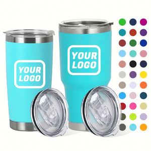Gobelet isotherme en acier inoxydable 20 oz 30 oz avec logo personnalisé, revêtement poudré, double paroi isolée, tasse à café de voyage avec couvercle - Product Image 1