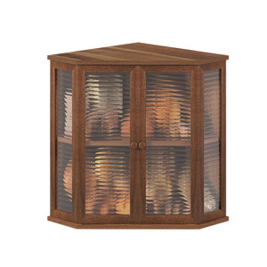 Wooden Bread Box Corner <b>Kitchen</b> Storage Solid Wood Double Door Food Rack Natural Color Polygon Shape - Product Image 2
