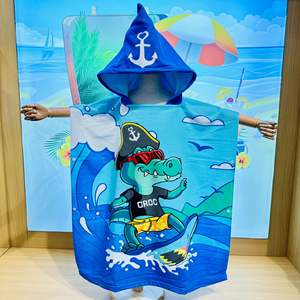 Peignoirs de plage à capuche personnalisés en microfibre à séchage rapide, poncho de bain pour enfants - Product Image 6