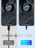 KBEAR kabel Decoding T1, tipe-c 3.5mm, Adaptor Audio Headphone Monitor In-Ear, Earphone performa tinggi, DAC AMP Female Jack