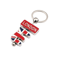 Porte-clés en métal haut de gamme, drapeau britannique, souvenir de Londres, écologique, lettre M de l'alphabet, dessin animé