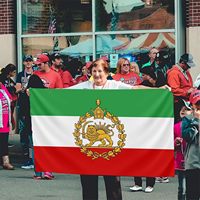 3x5 Ft Qualité Polyester Couleurs vives Oeillets en laiton Ancien drapeau historique Iran Drapeau iranien Lion d'Iran Drapeau du monde