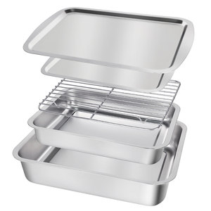 IKITCHEN Ensemble de plateaux de cuisson et grille de refroidissement en acier inoxydable, résistant à la rouille et au déformissement, robuste, à épaisseur renforcée - Product Image 2