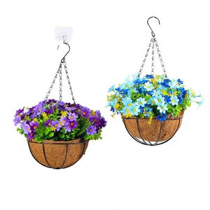 ตะกร้าดอกไม้ประดิษฐ์ OH ARTS ดอกเดซี่ผ้าไหม ทนรังสียูวี สำหรับตกแต่งสวนในร่มและกลางแจ้ง ลานบ้าน คริสต์มาส วันรับปริญญา วันฮาโลวีน - Product Image 1