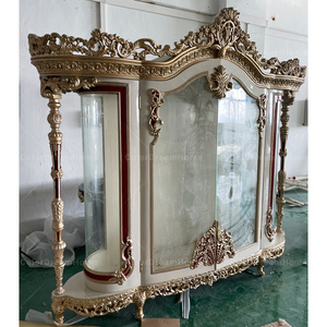 Vitrina de Vino de Madera Clásica Real, Vitrina de Exhibición Antigua de 4 Puertas para el Hogar - Product Image 3