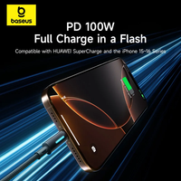 Câble USB C Baseus 100W 1m pour iPhone 16 15 Pro Max Type C vers câble USB C pour Macbook ordinateur portable fil de charge rapide