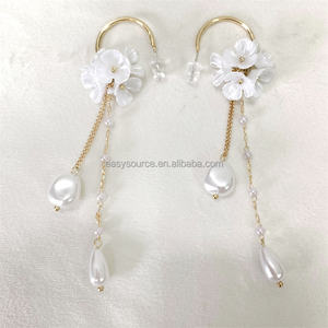 RE4635 orecchini pendenti con perle simulate nappa orecchini con petali di fiori gioielli da sposa per donna di moda - Product Image 1