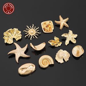 Botones Metálicos con Vástago de Fábrica, Botones Personalizados con Formas Irregulares de Concha, Logotipo Grabado, Botones de Concha, Sol y Estrella de Mar para Accesorios de Prendas - Product Image 1