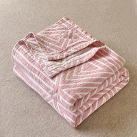 Couette d'été en gaze triple épaisseur de coton pur lavé, à rayures fines, teinture réactive, pour la maison, simple ou double, vente en gros