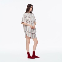 Ensemble pyjama pour femmes en coton 100% à manches courtes et shorts, imprimé floral rayé, coupe slim, col rond, pyjama d'été