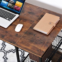 Retro Minimalist Modern Desktop Desk for Office Study Foldable Iron Mesh Shelf Easy Assemblefor Home Office Computer Desk