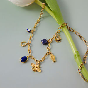 J & D autunno inverno impermeabile in acciaio inossidabile 18K PVD placcato in oro a forma di U Lapiz <span class=keywords><strong>collana</strong></span> di <span class=keywords><strong>ape</strong></span> occhio di pesce - Product Image 3