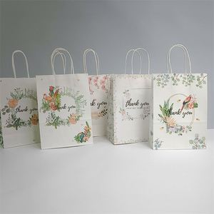 Sacs cadeaux en papier kraft avec poignée, motif floral, 16*8*22cm, pour les achats d'entreprise, les mariages, les fêtes, les cadeaux - Product Image 5