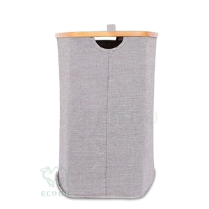Panier à linge en tissu Oxford et bambou, pliable, avec poignées, pour chambre, salle de bain, dortoir - Product Image 5
