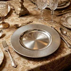 Plato de Presentación de Plástico PP de Lujo de 13 Pulgadas, Color Dorado, Directo de Fábrica, Patrón Personalizable, Duradero, Reutilizable, Estilo Americano, para Fiestas - Product Image 6