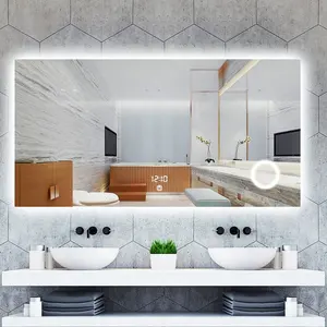 Miroir de salle de bains intelligent à led sans cadre, meuble d'hôtel rétro-éclairé avec lumière, démêlante