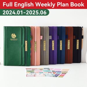 2026 New English Agenda Planner Imitation Leather 18 Months 2026 Planner Efficiency Manual Calendar <b>Notebook</b> - Product Image 2